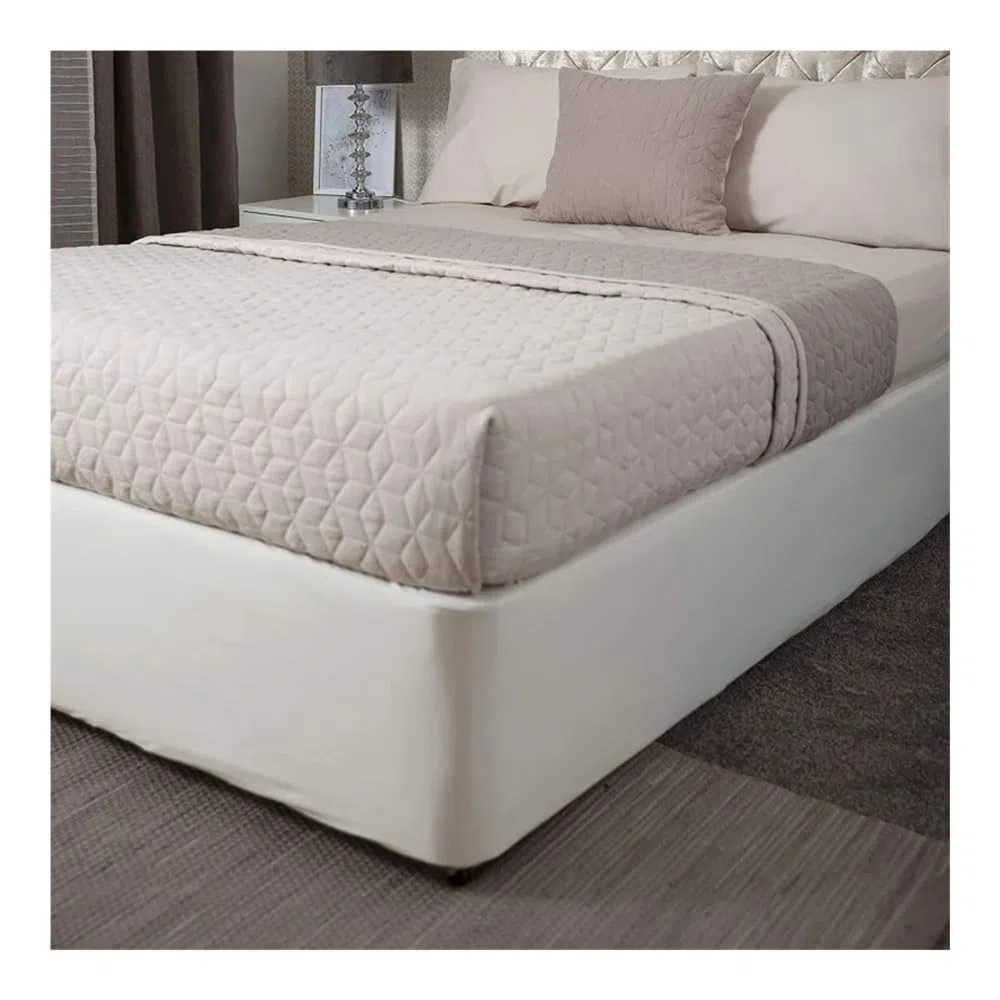 Rivestimento Base Letto Mantovana Giroletto in Lussuosa Finta Pelle Scamosciata Con Tessuto Su Tre Lati E Elastico Perimetrale Facile Da Installare (Grigio, 130x200x40cm)