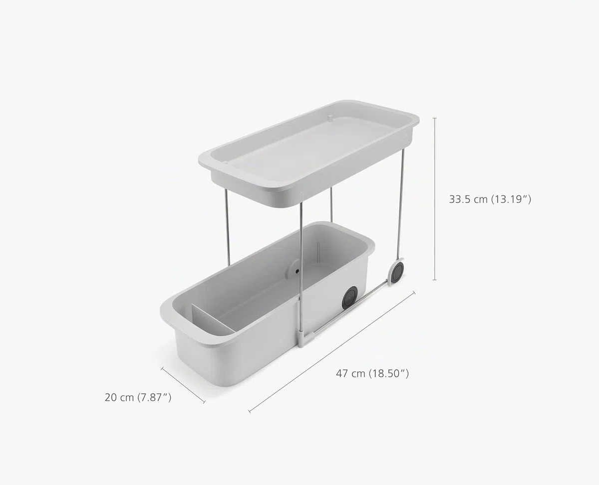 Joseph Joseph CupboardStore Carrello Portaoggetti a 2 Ripiani con Ruote, Organizer Sottolavello, Plastica Riciclata