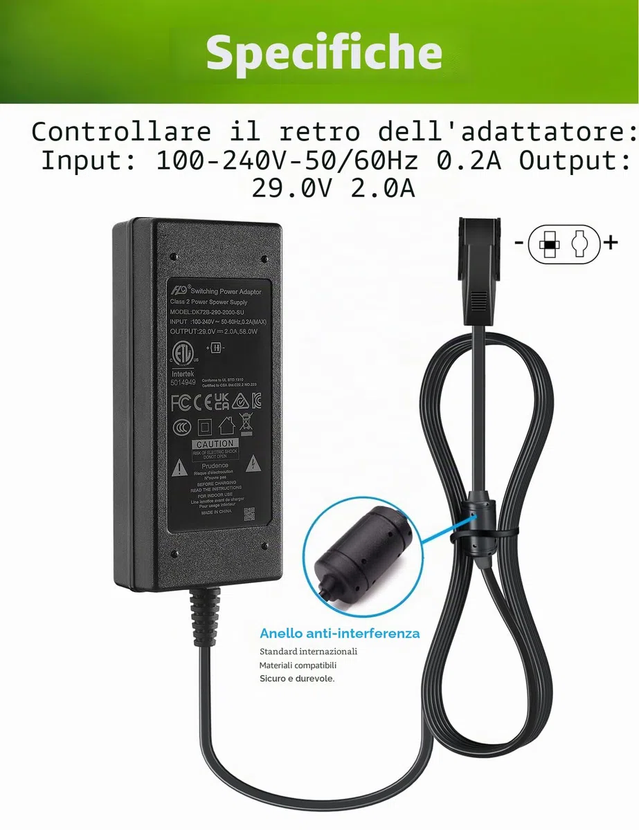 Lonnky Alimentatore rete 29V 2A AC/DC per ascensori recliner e divani elettrici, ricambio per OKIN, Limoss, Pride, Golden, La-Z-Boy, Med-Lift, Tranquil Ease, cavo motore 0,5m