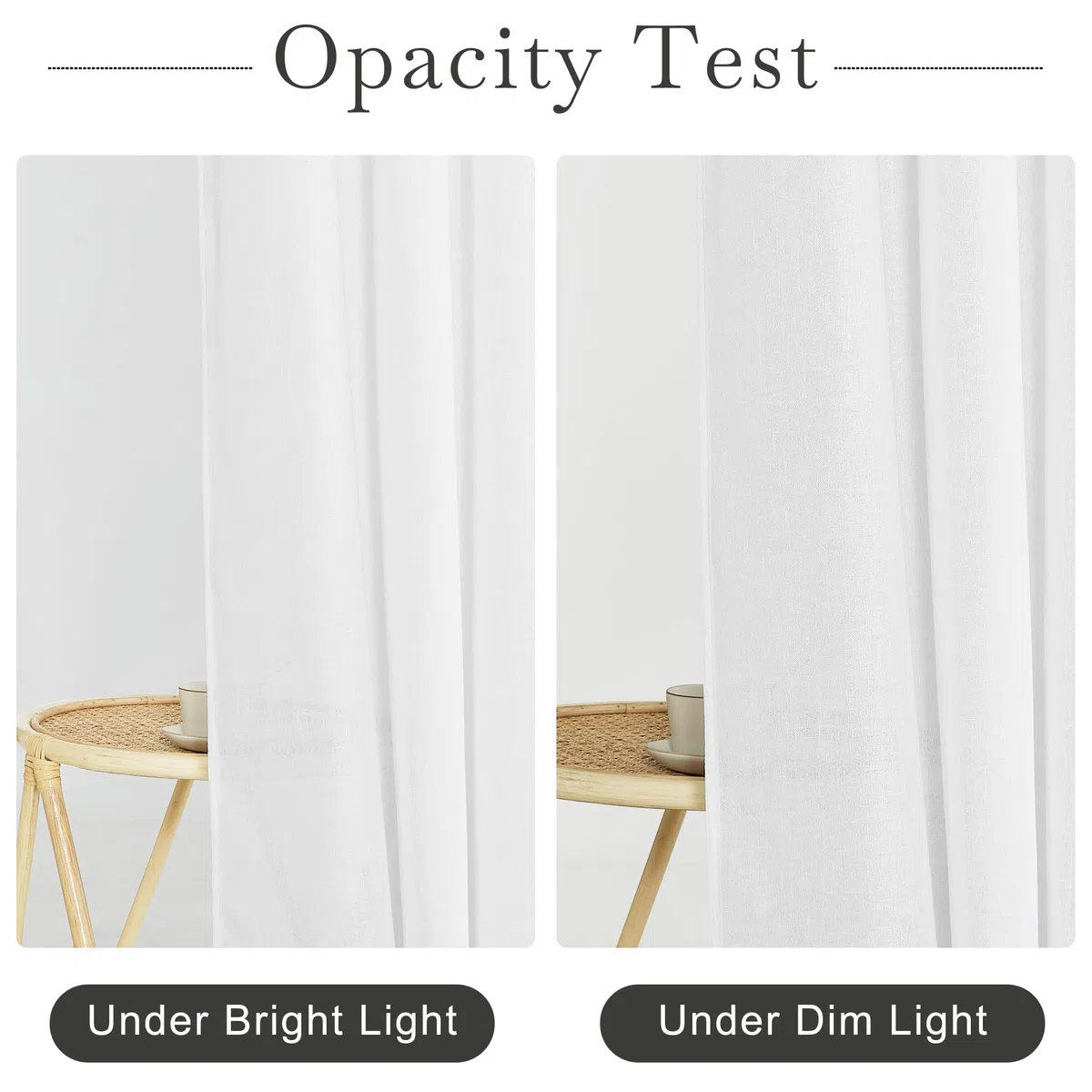 KGORGE - Tenda da doccia in lino bianco, semi trasparente, leggera, con occhielli per bottoni, privacy parziale, ad asciugatura rapida, per decorazione del bagno e della vasca, bianca, 182,9 x 198,1