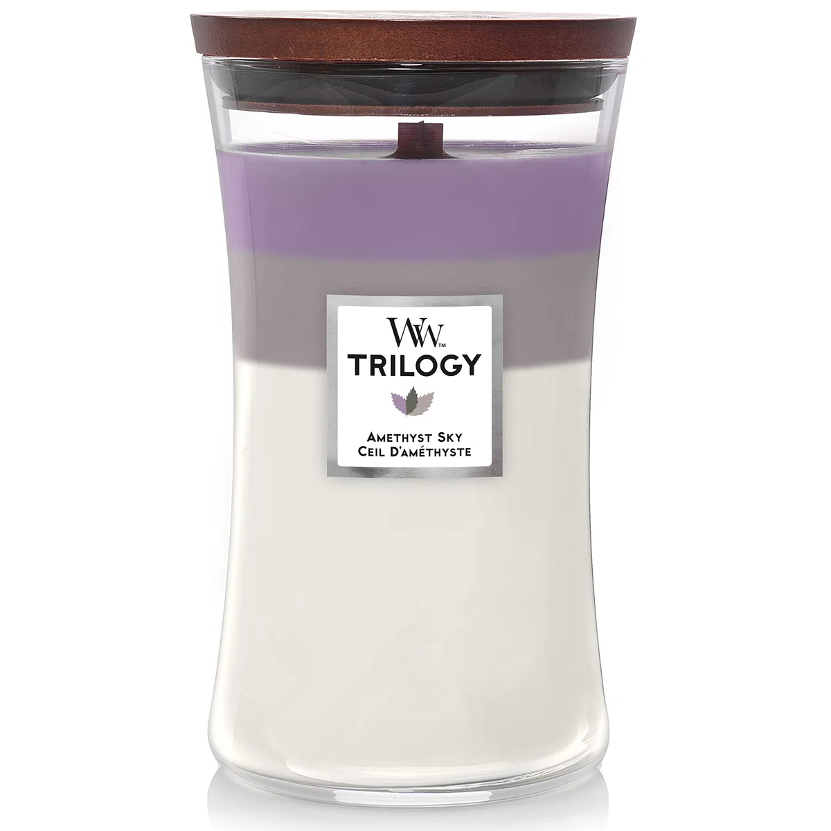 WoodWick Trilogy candela grande profumata con stoppino scoppiettante |Amethyst Sky | Durata Fino a 130 Ore