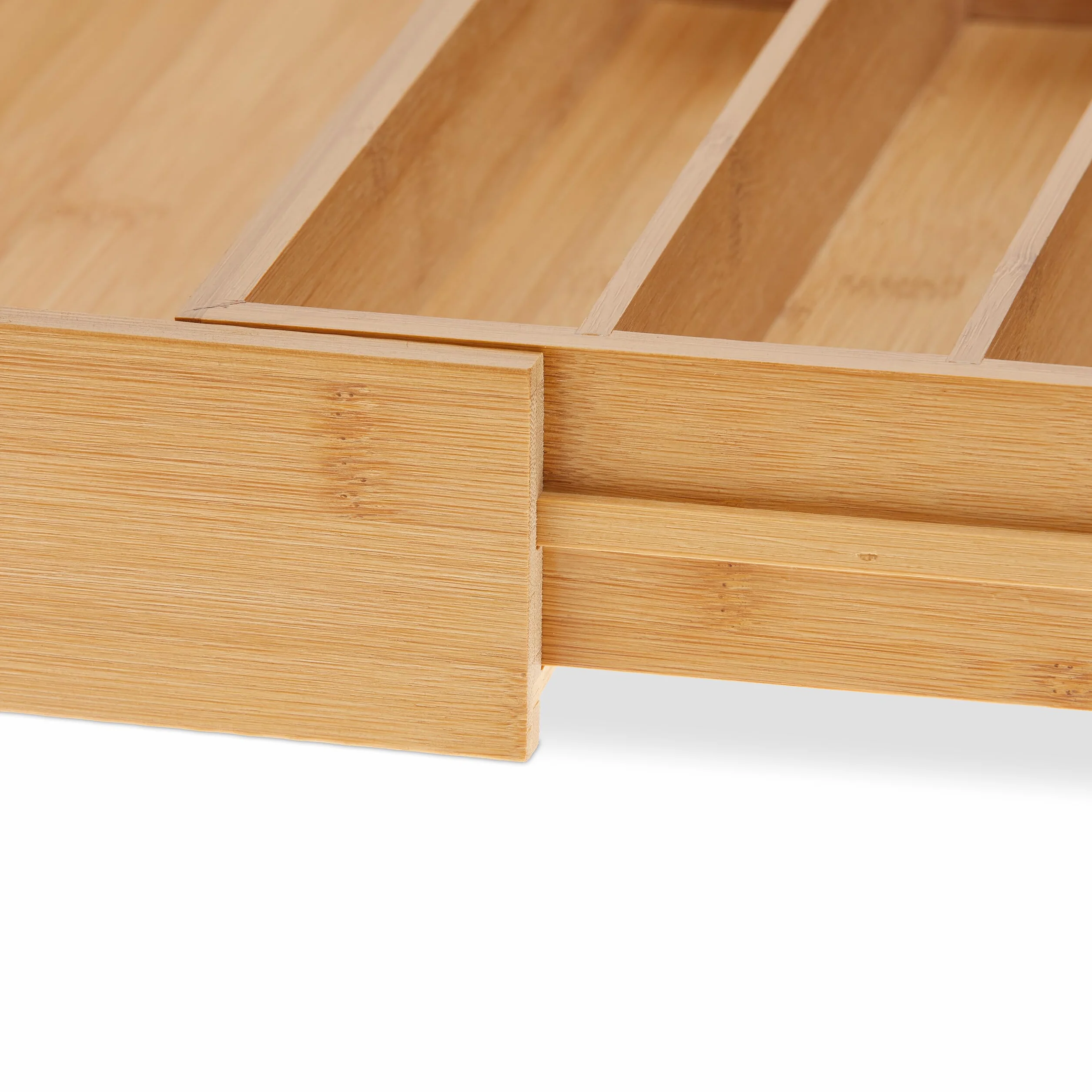Relaxdays Portaposate da Cassetto Allungabile, Divisorio a 5-7 Scomparti per Posate, 5 x 30,5-5 x 47 cm, bambù, Naturale
