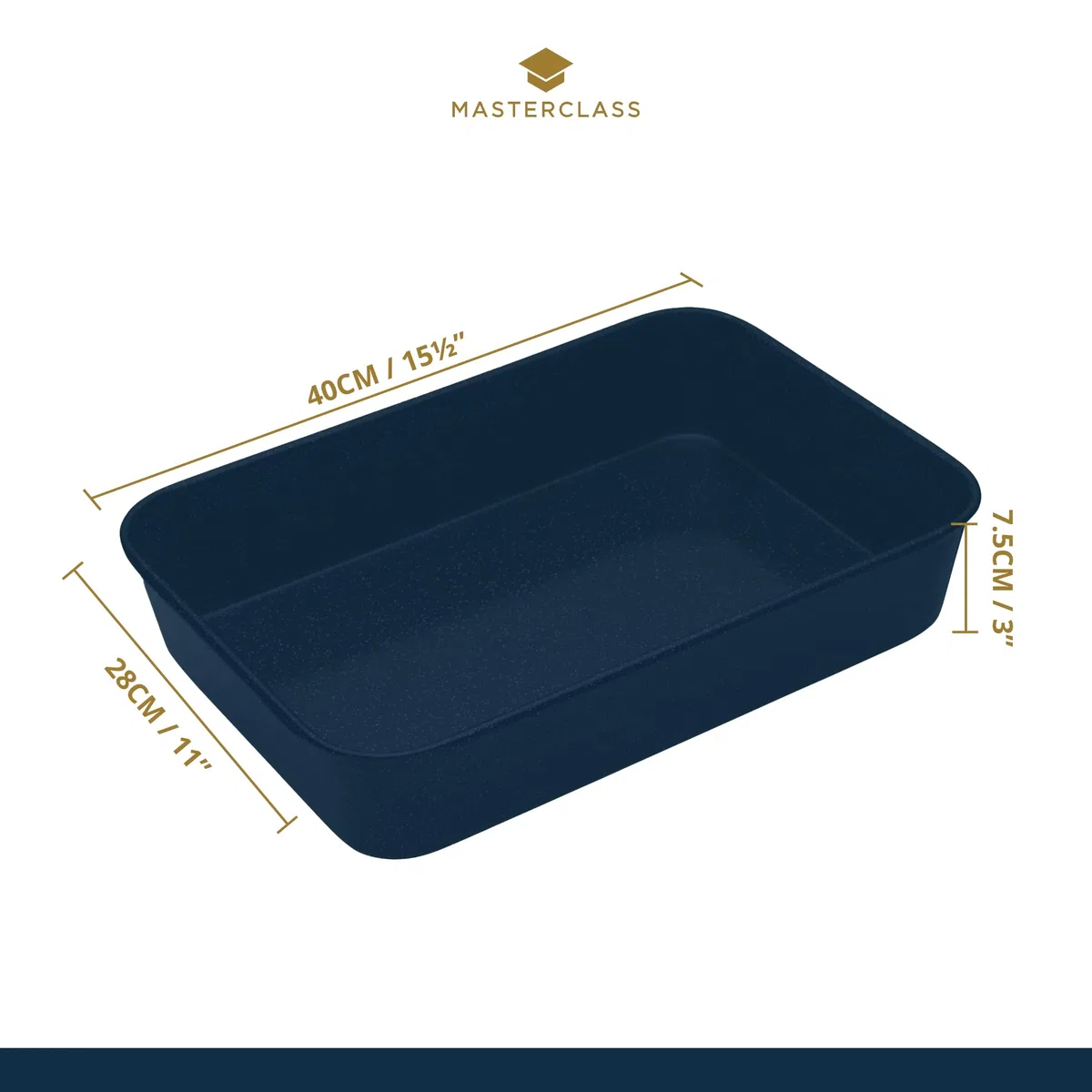 MasterClass Teglia per arrostire in smalto vitreo, acciaio da 1 mm a prova di induzione con rivestimento antigraffio, grande 40 x 28 cm (15,5 x 11''), nero