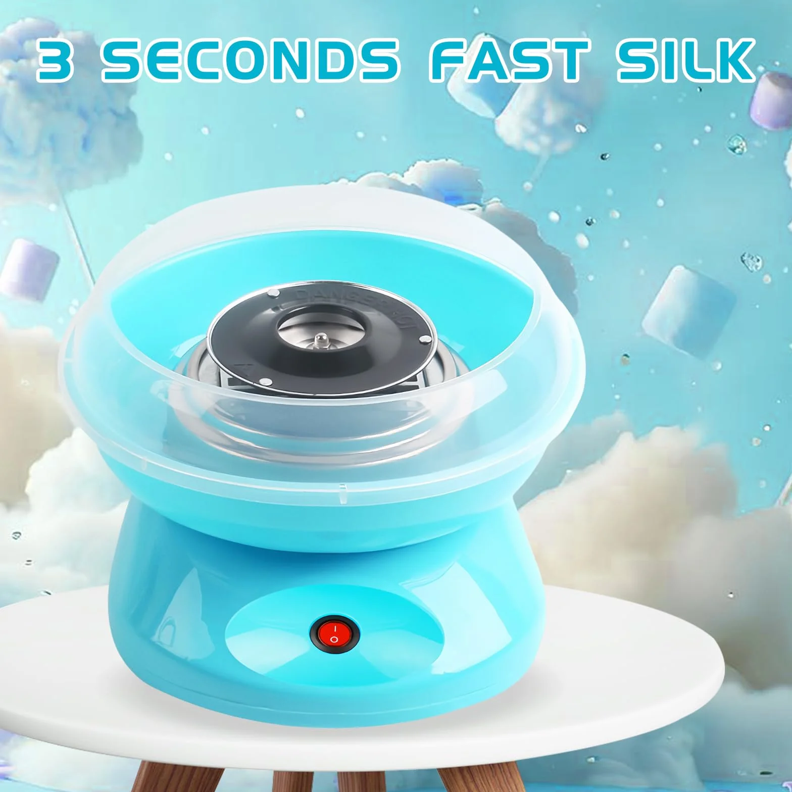 Macchina per Zucchero Filato, Cotton Candy Machine 450 W, Macchina Zucchero Filato, Zucchero Filato Macchina Con Misurino, Bastoncini Di Zucchero in Plastica E Dieci Bastoncini(Azul)