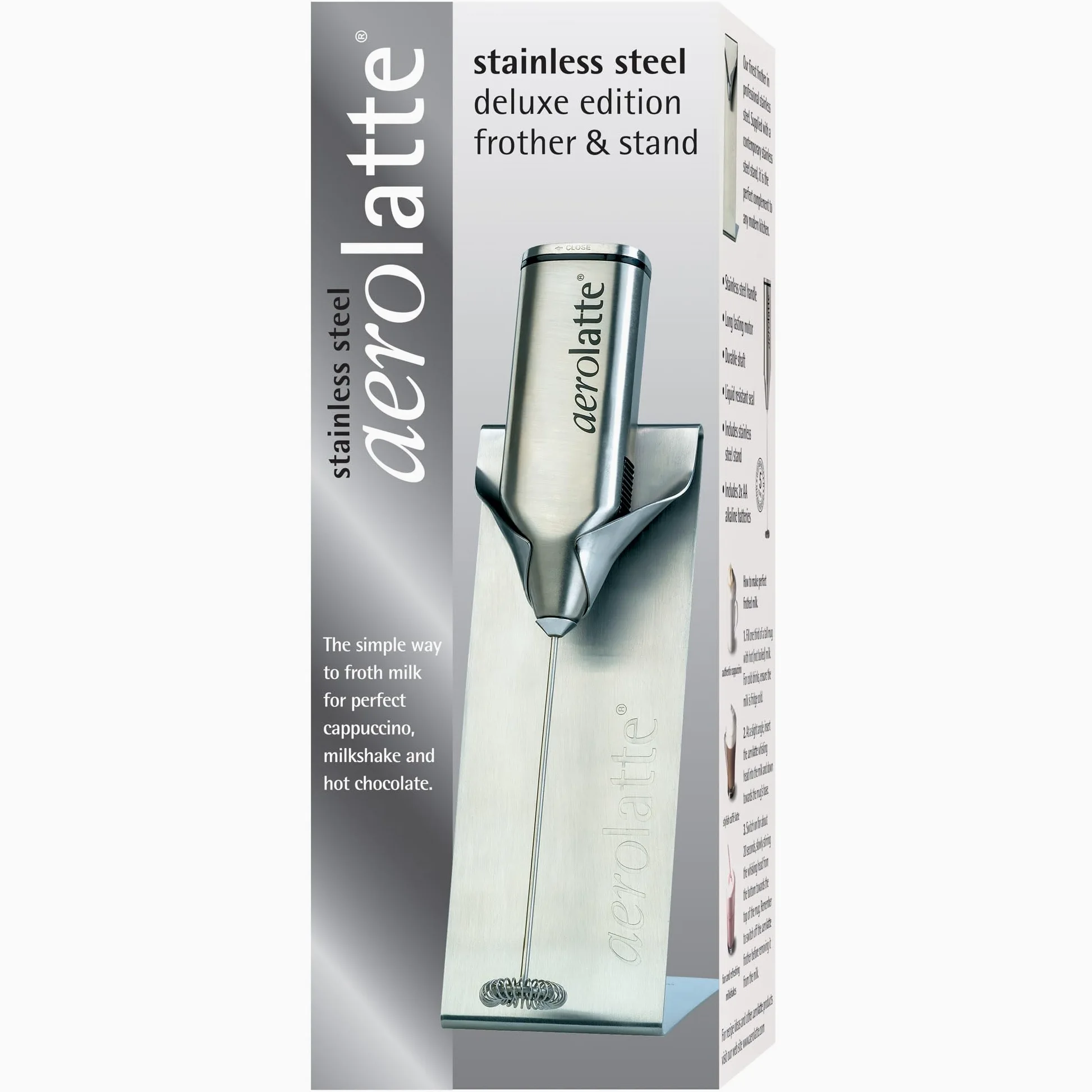 Cilio Set schiumalatte con sostegno, in acciaio INOX, opaco