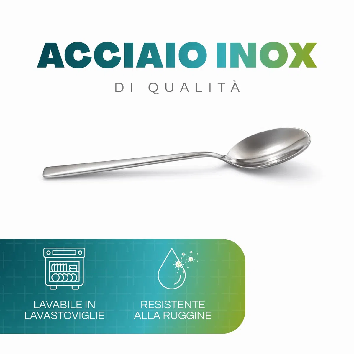Paluplus Set 24 Cucchiaio in Acciaio Inox, Lunghezza 20,5 cm, Posate con finitura lucida, Design elegante, Lavabili in Lavastoviglie, per Casa, Cucina e Ristoranti Hotel, Made Italy -301M