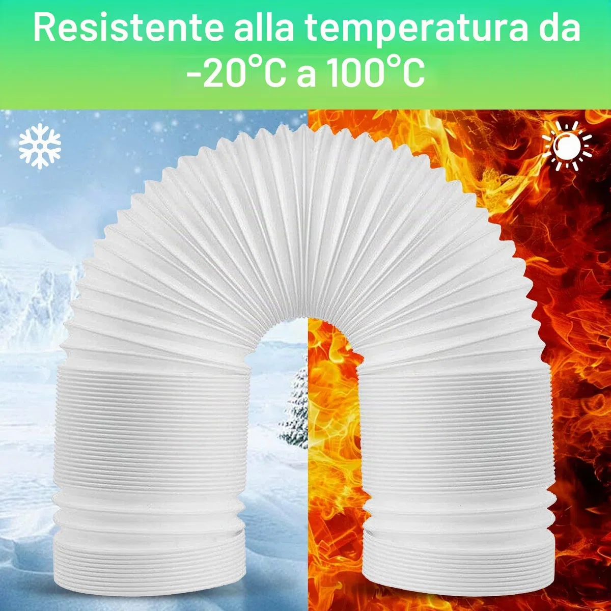 Tubo Condizionatore Portatile 2m Diametro 150mm per Deumidificatore Climatizzazione Asciugatrice
