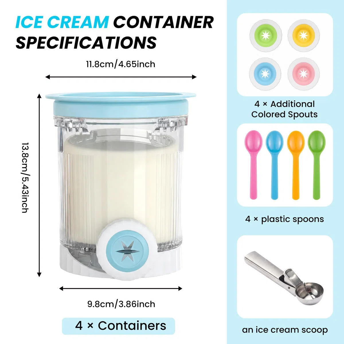 4 Pezzi Contenitori per Gelato, Contenitori per Ninja Creami Swirl, Accessorio per Contenitore per Gelato, per Gelatiere Ninja Creami Serie NC701 e NC700, Lavabile in Lavastoviglie Senza BPA