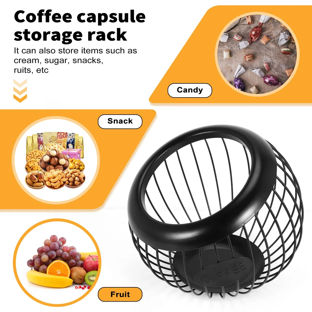 Porta Cialde Capsule Caffè / Cestello Portaoggetti Per Caffè, Tazza K di Grande Capacità e Organizer per Cialde Caffè Espresso, Cestello Porta Capsule Caffè nel Metallo