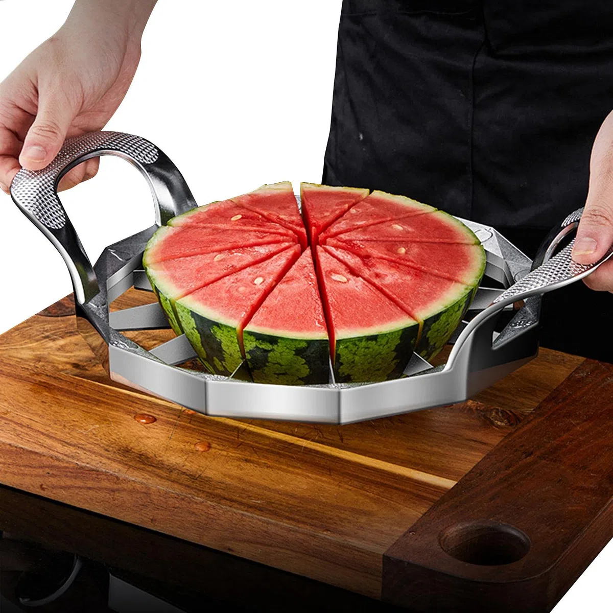 Grande taglia melone con protezione lama in acciaio inox con manico per melone, anguria, melone, melone, melone
