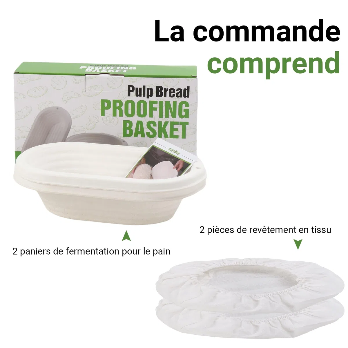 Cestino per la lievitazione del pane, 6 pezzi, ovale banneton per il pane, 24,5 cm ovale