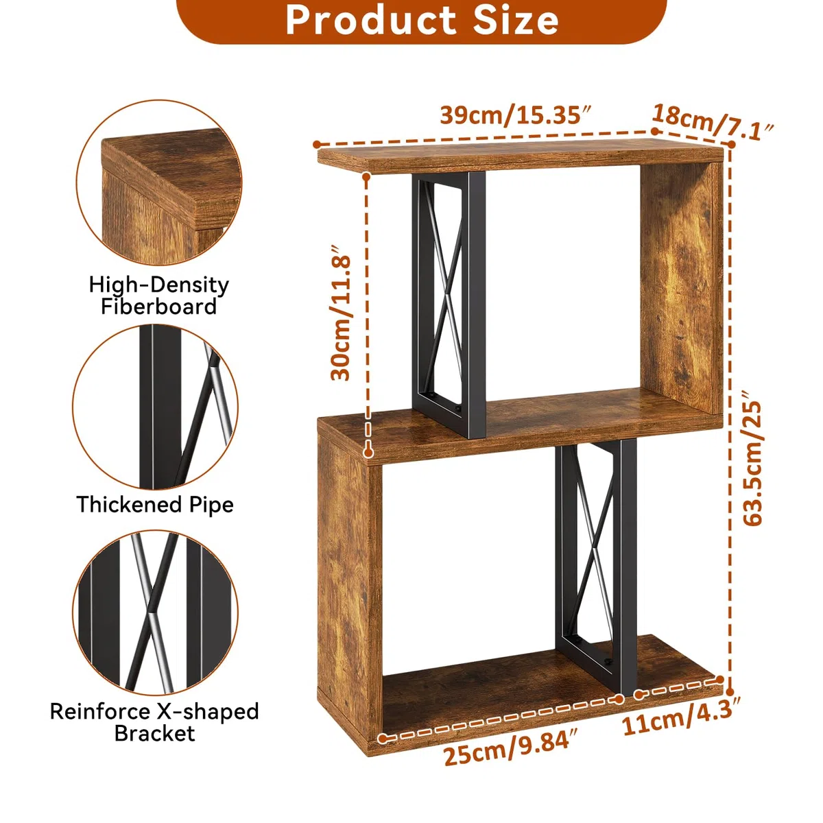 IBUYKE Libreria da tavolo, scaffale a 3 ripiani, organizer per ufficio/dormitorio, scaffale da scrivania solido TMZ011H