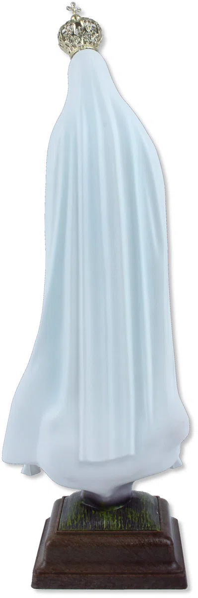 Statua della Madonna di Fatima in resina dipinta a mano con occhi in vetro. Altezza cm 27