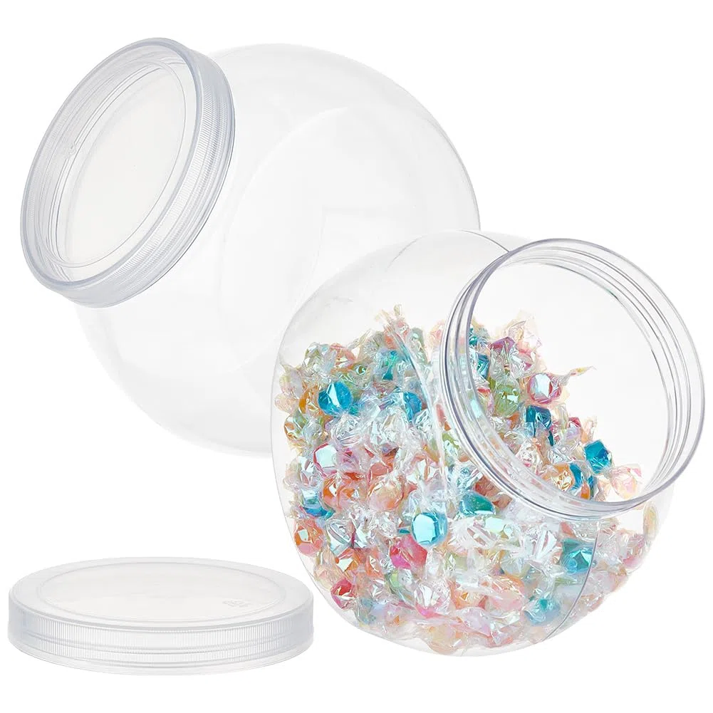 OLYCRAFT 2pz Barattoli Rotondi in Plastica Trasparente da 2.1L per biscotti, biscotti con coperchio contenitori trasparenti per caramelle detersivi cucina buffet snack bar 11x18x17.5cm