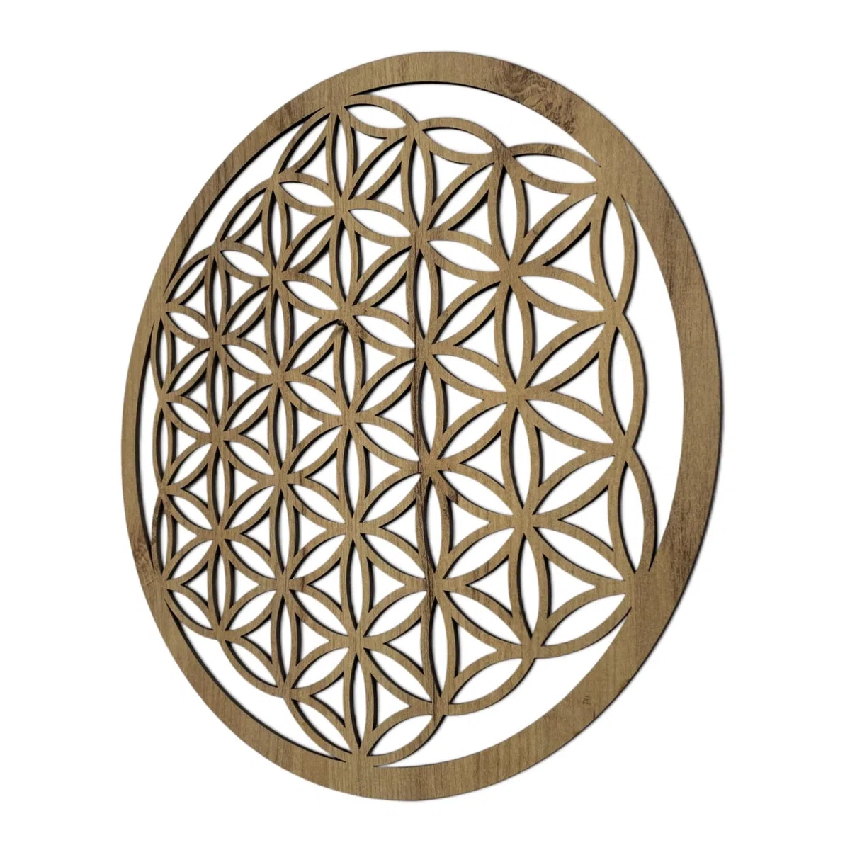 SENTOP HDF0168 Fiore della vita in legno, decorazione da parete con mandala, decorazione in legno (rovere dorato, 40 cm)