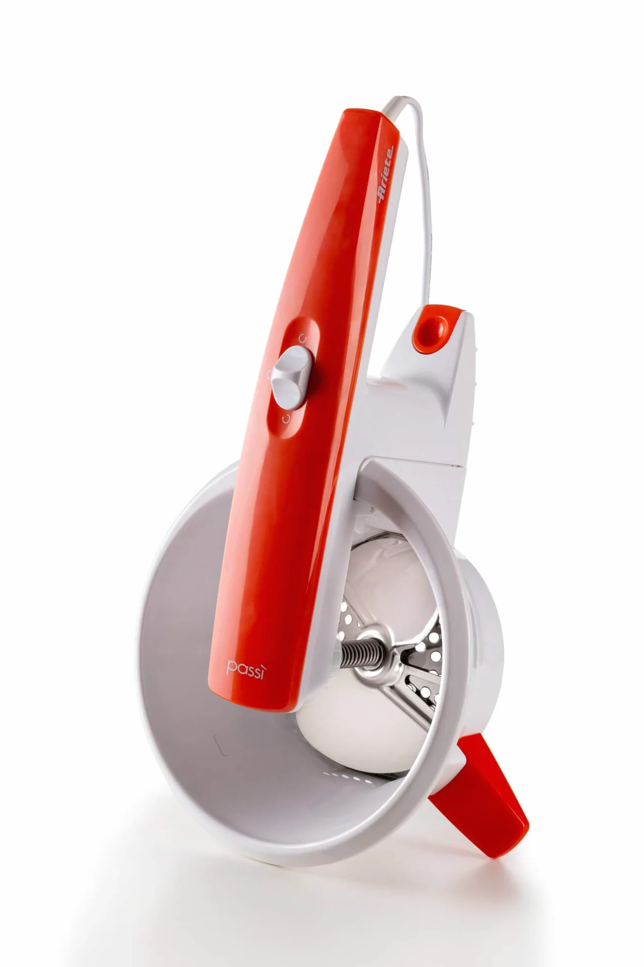 Ariete Passì Orange 2.0 261, Passaverdure Elettrico, 3 Dischi in Dotazione, Smontabile e Lavabile in Lavastoviglie, 25W, Bianco/Arancione