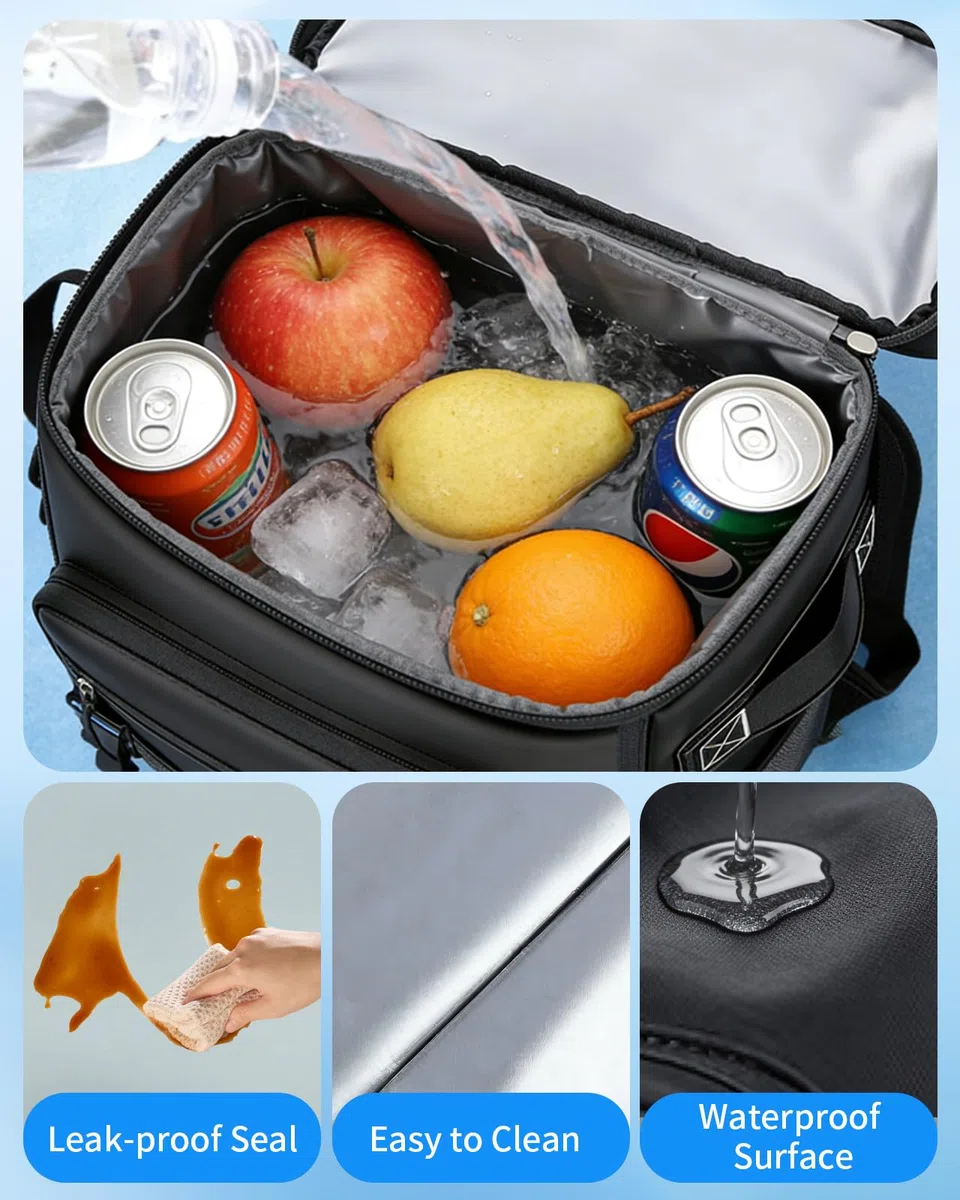Zaino Termico Frigo 30L, Borsa Termica Porta Pranzo Borsa Frigo Isoterma Impermeabile e Mantenere Alimenti Caldi o Freddi per Spiaggia, Campeggio, Picnic, Barbecue, Eventi - Nero
