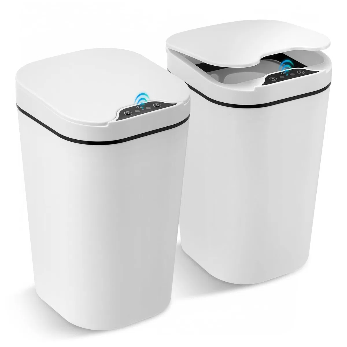 Pattumiera Automatica, 12 Litri Elettrica Pattumiera con Sensore di Movimento Intelligente, Impermeabile Pattumiera Bagno Cestino Intelligente per Bagno/Cucina/Ufficio, Set da 2, Bianco