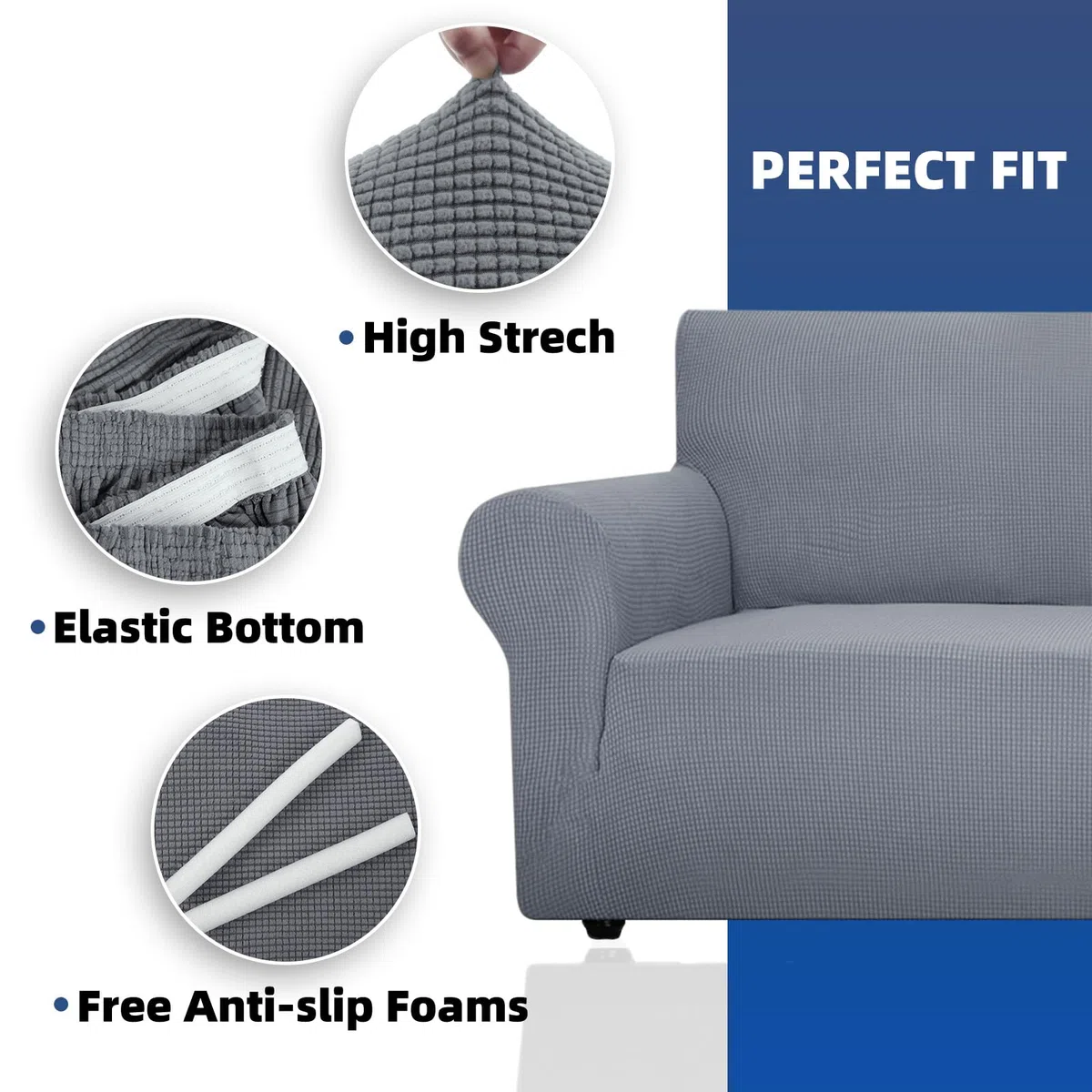 Ystyle Copridivano 3 Posti Con Braccioli, Universale Sofa Cover Antigraffio Gatto, Pesante Fodere Copridivani Elasticizzato, Copripoltrona Antimacchia Lavabile Antiscivolo, Grigio Chiaro