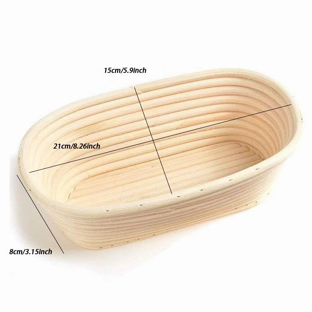 Goodchancecuk - Cestino per la lievitazione del pane, 3 pezzi, in rattan naturale, 21x15x8cm, per impasto di pane, pizza e pasticceria (ovale)