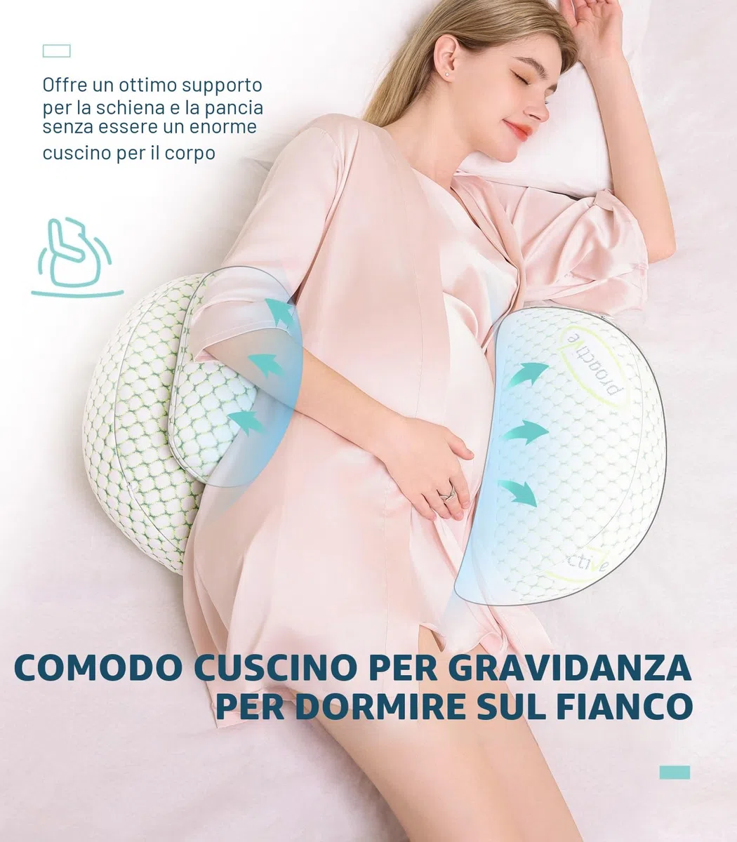 Oternal Cuscino per gravidanza per donne incinte, morbido cuscino per gravidanza, supporto per schiena, fianchi, gambe, cuscino premaman con federa rimovibile e regolabile