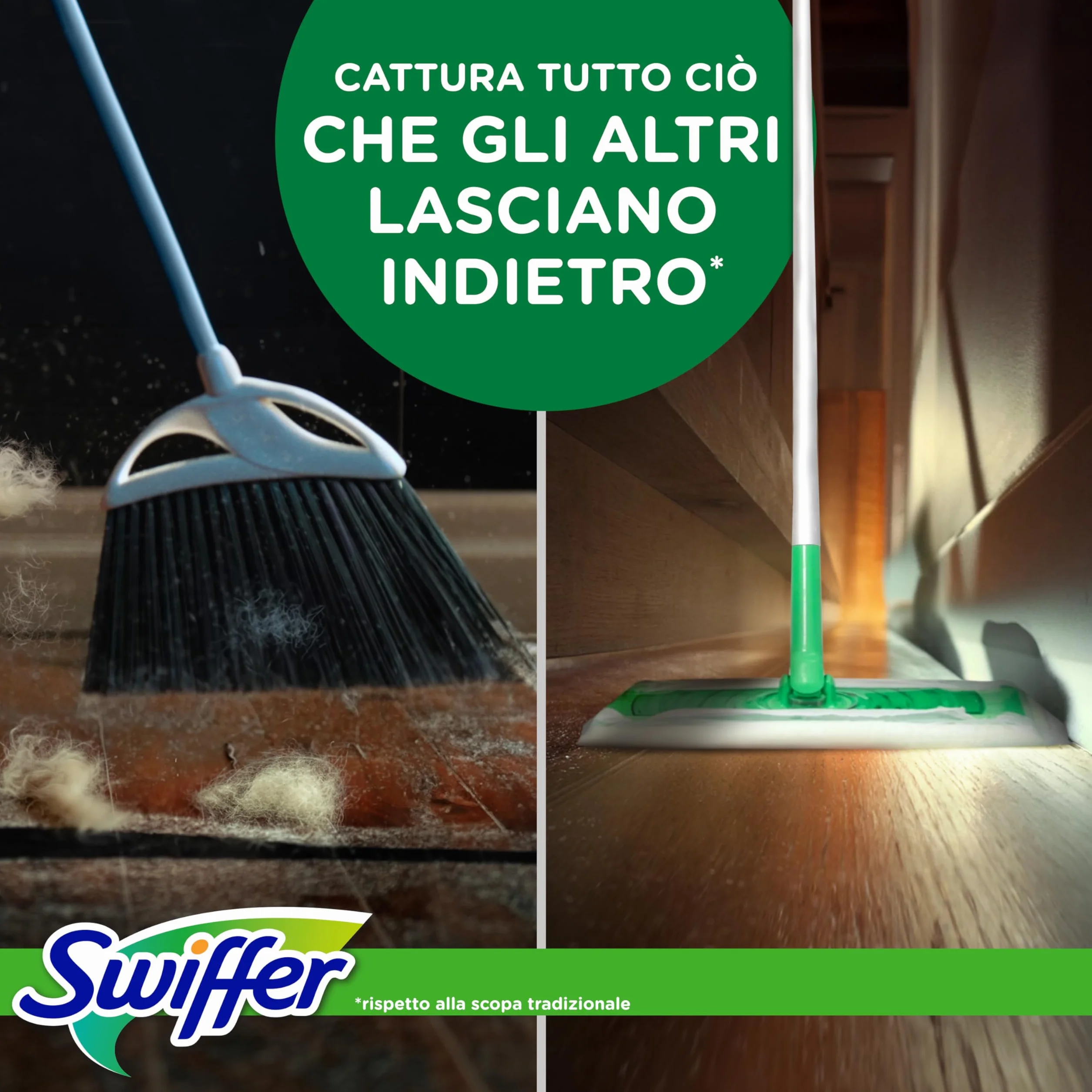 Swiffer Panni Di Ricambio Per Scopa 120 Pezzi, Per Catturare E Intrappolare 3 Volte Più Polvere, Sporco E Peli Di Una Scopa Tradizionale