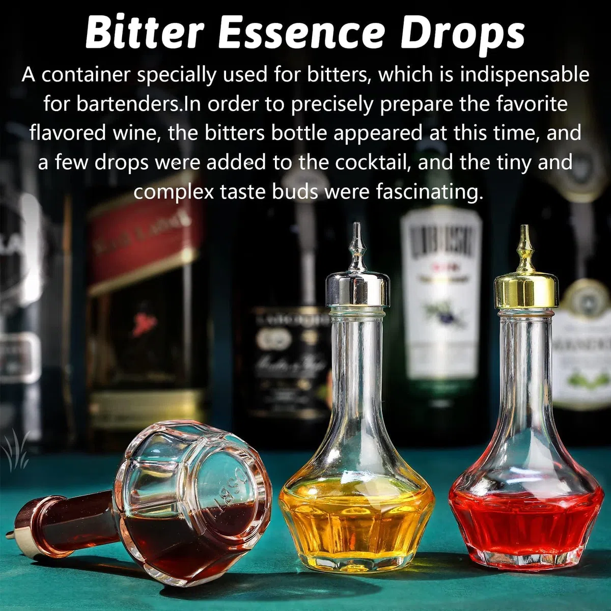 SuproBarware Bitters - Set di 3 bottiglie da cruscotto in vetro con piano cruscotto, strumento professionale per cocktail, ideale per barista, bar