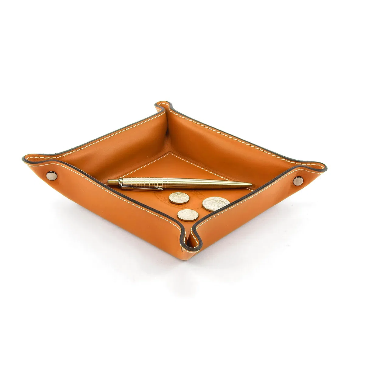 Belcraft Orvieto Svuotatasche in Pelle, Realizzato a Mano da Artigiani Toscani, Porta Oggetti, Rosso Mattone (19x19 cm)