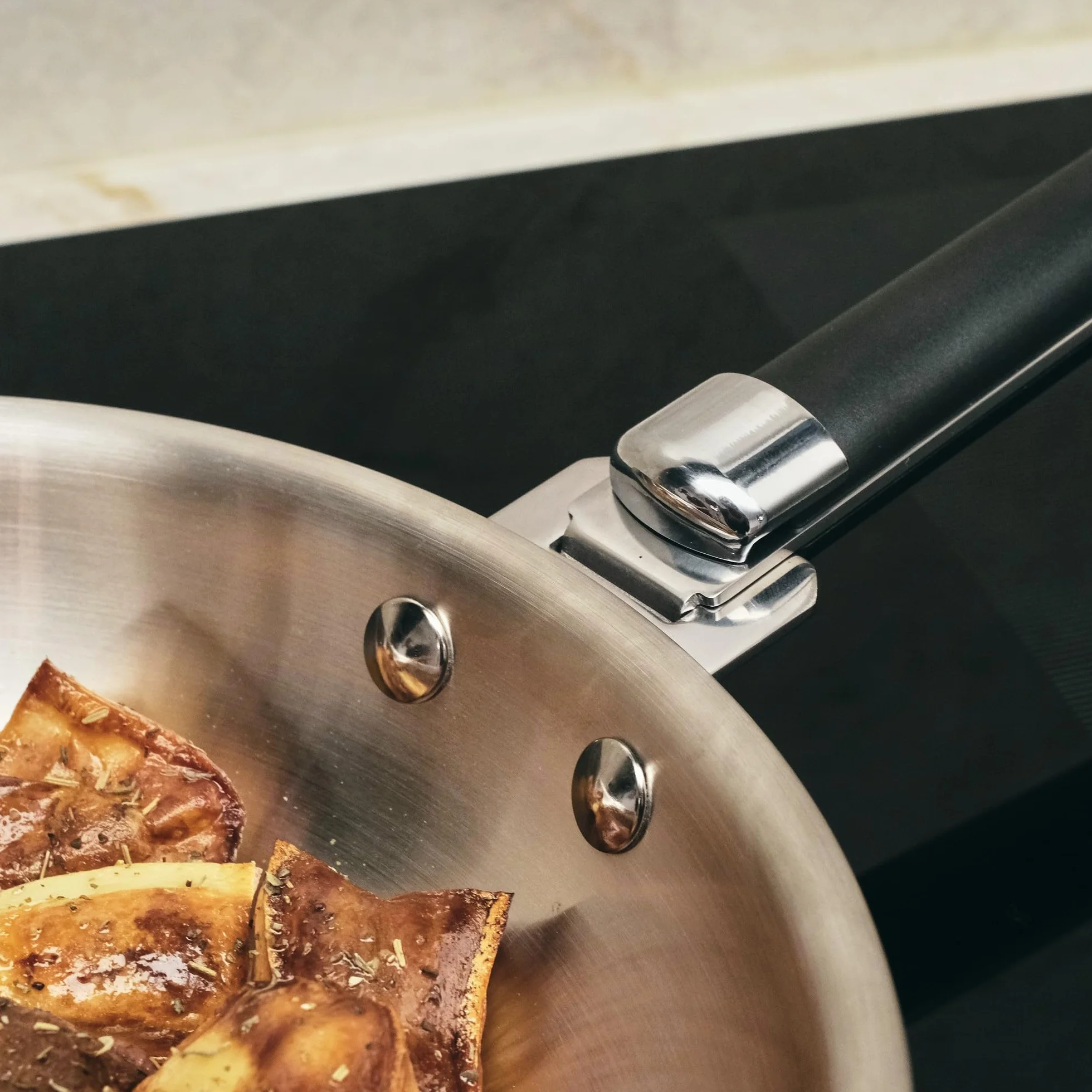 Kamberg - Padella in acciaio inox 24 cm manico rimovibile - Acciaio inossidabile 18/10 Triply - Tutti i piani cottura tra cui induzione e forno