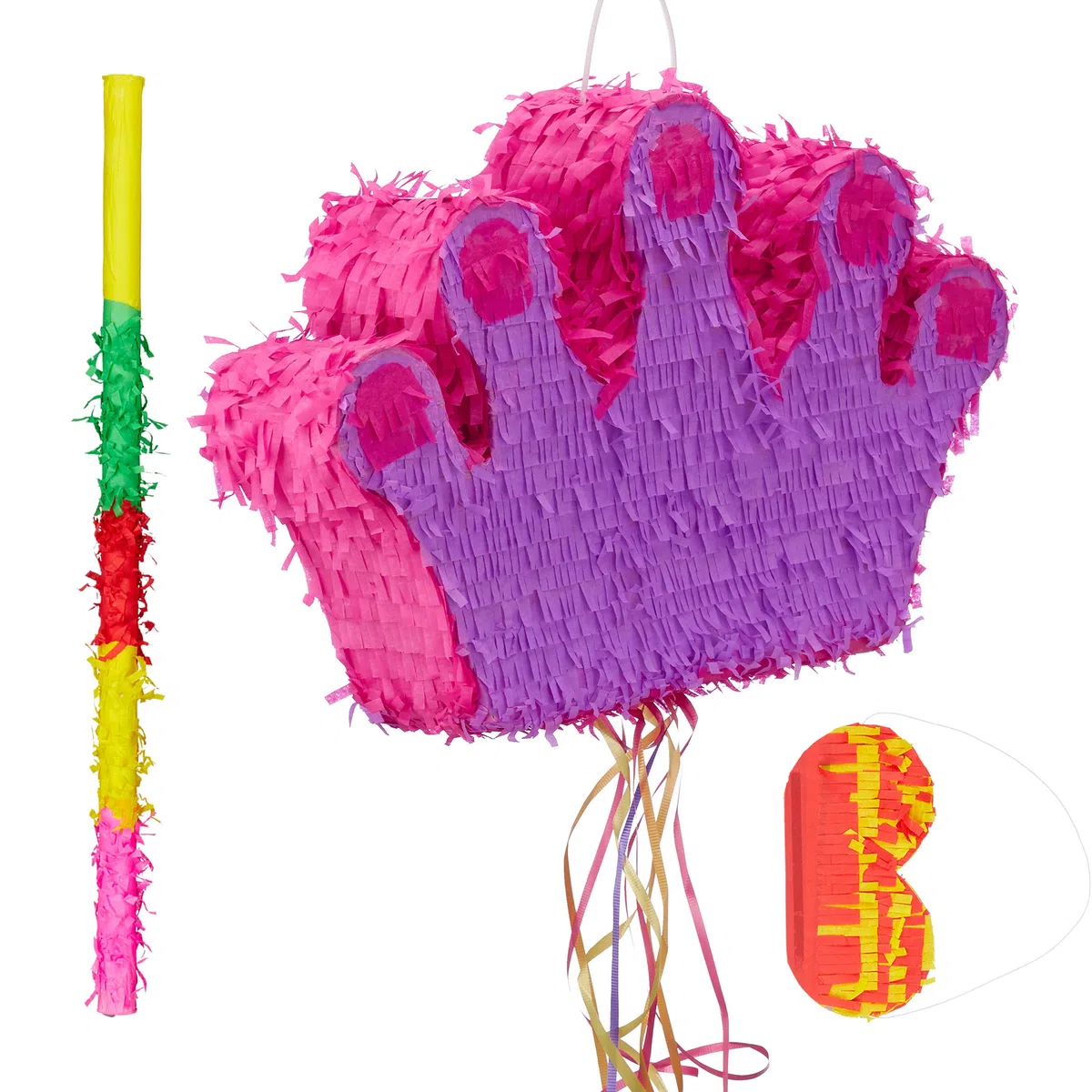 Relaxdays Pignatta Corona da Riempire, Set di Accessori, Asta, Maschera Feste Compleanno, Coroncina da Colpire, Rosa