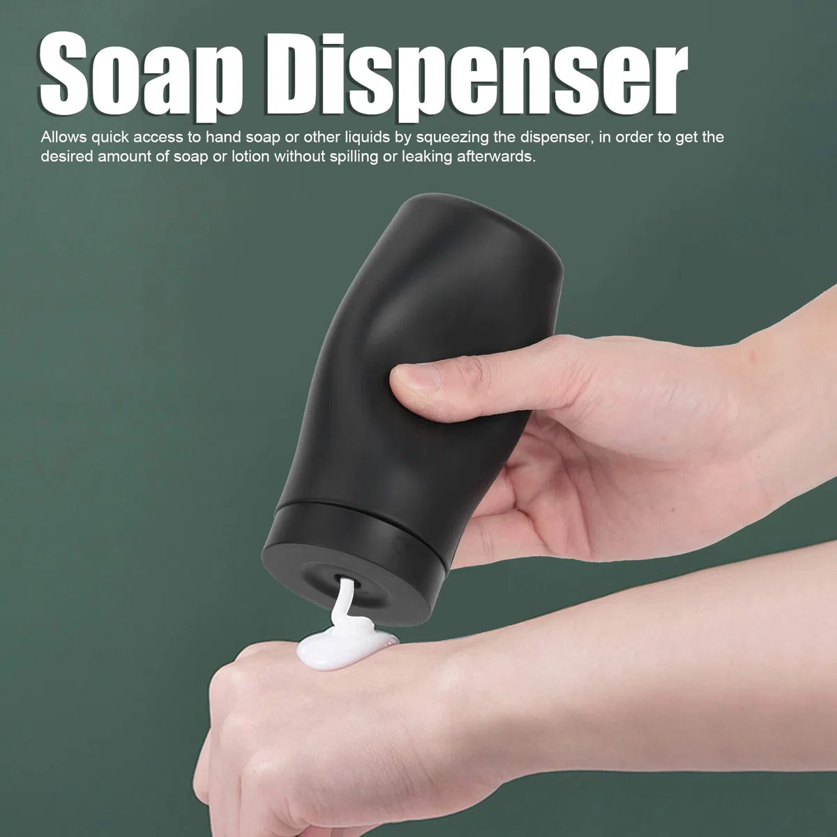 Dispenser Manuale di Sapone Squeeze Type 240ml Lozione Gel Doccia Shampoo Bottiglia di erogazione in Silicone per Cucina Bagno Domestico(Black)