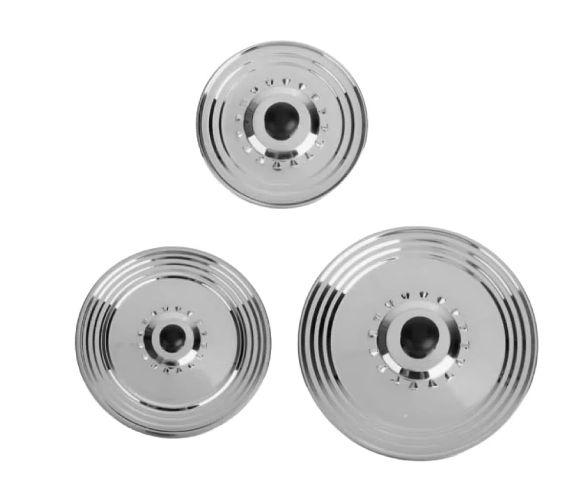 Set di 3 coperchi in acciaio inox anti grasso o antiproiezione Ø16/18/20 – Ø22/24/26 – Ø28/30/32 cm, tutti i diametri necessari coperchi per pentole e padelle, coperchio pentola, coperchio padella