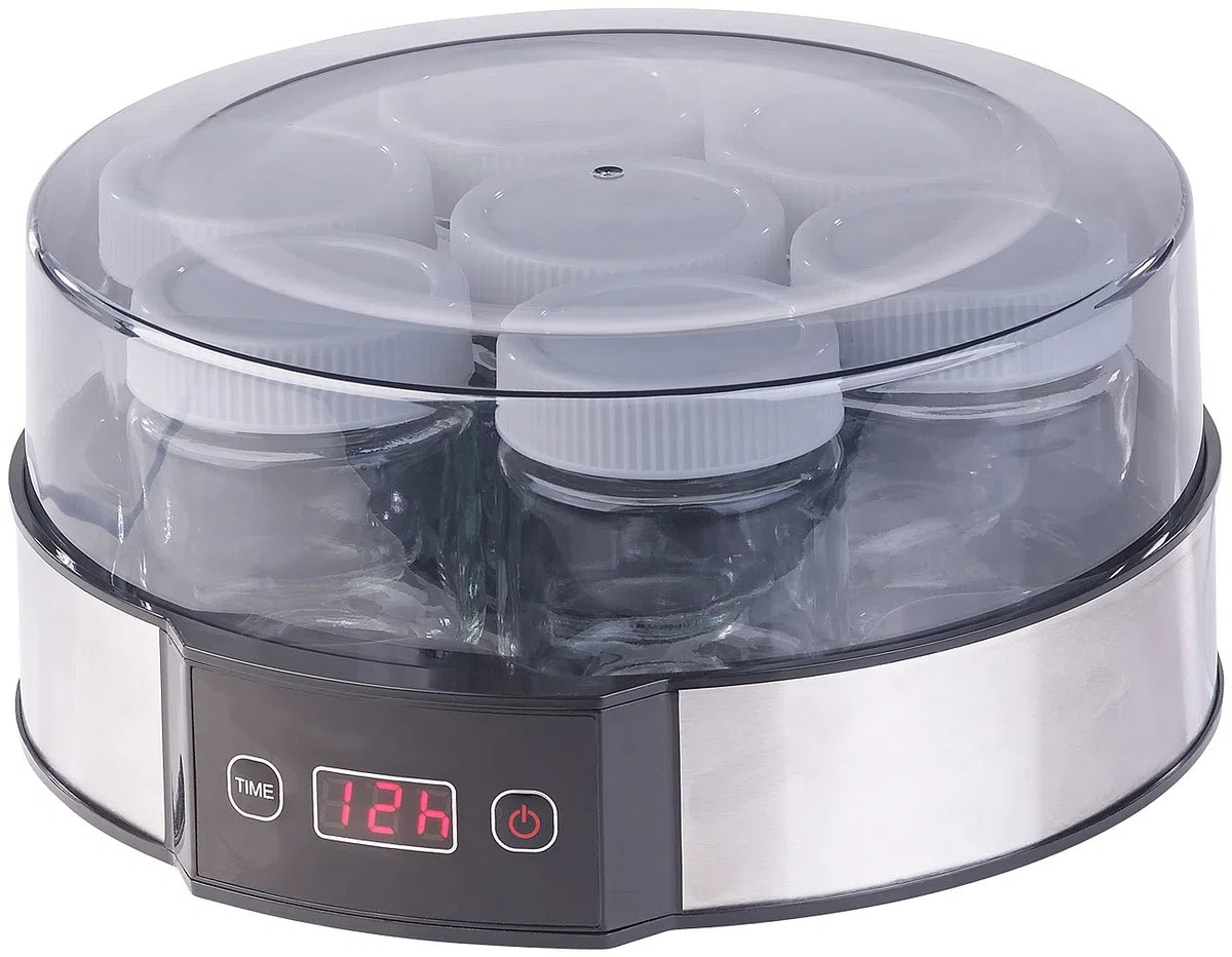 Rosenstein & Söhne yogurtiera: Yogurt Maker, Timer, 7 bicchieri porzionati da 190 ml (macchina per yogurt, termostato elettrico fai da te cultura fresca)