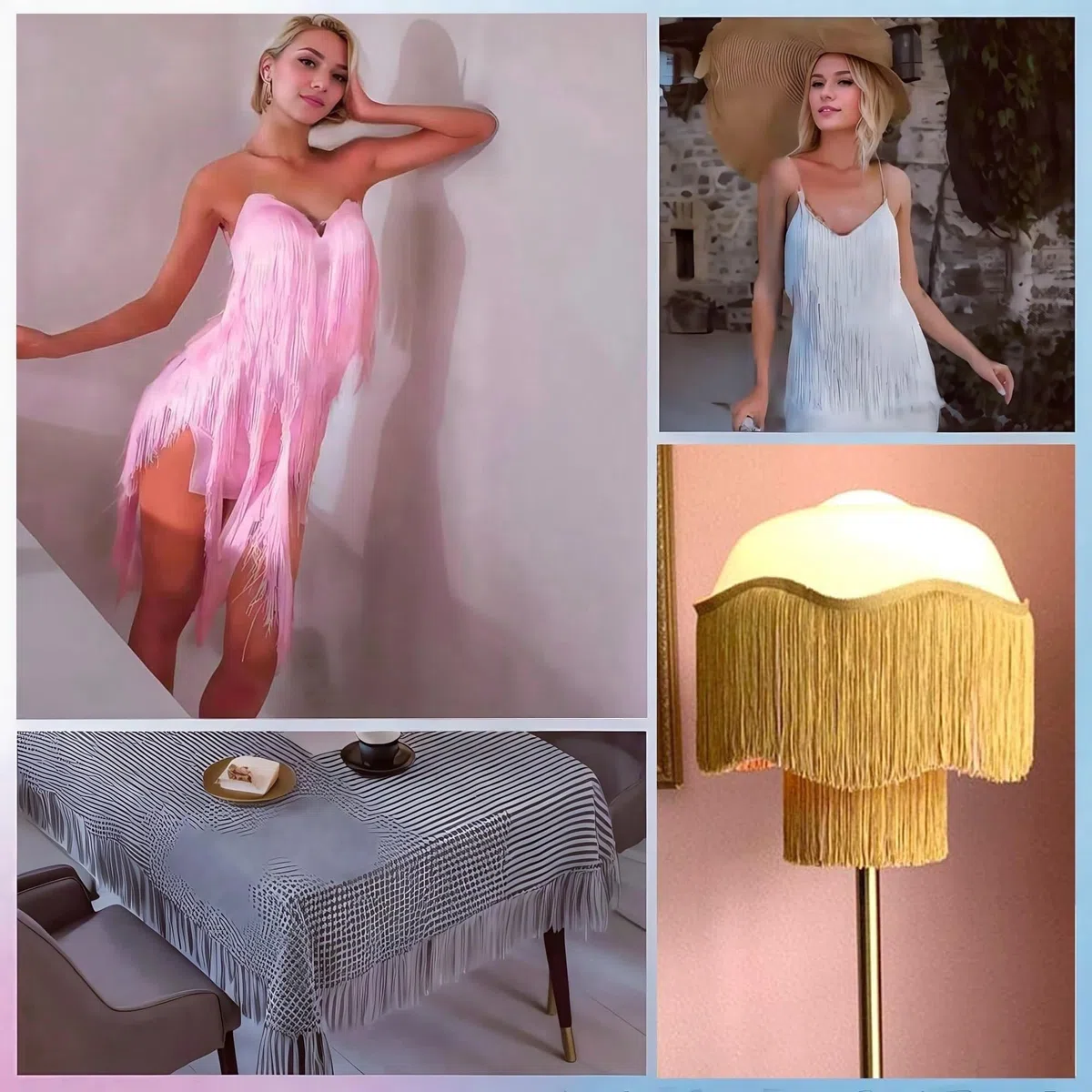 10 metri di lunghezza, 30 cm di larghezza, nappa di seta, frangia, frangia per danza, frange, frange per fai da te, abito latino, abbigliamento da palcoscenico, accessori (colore caffè chiaro)