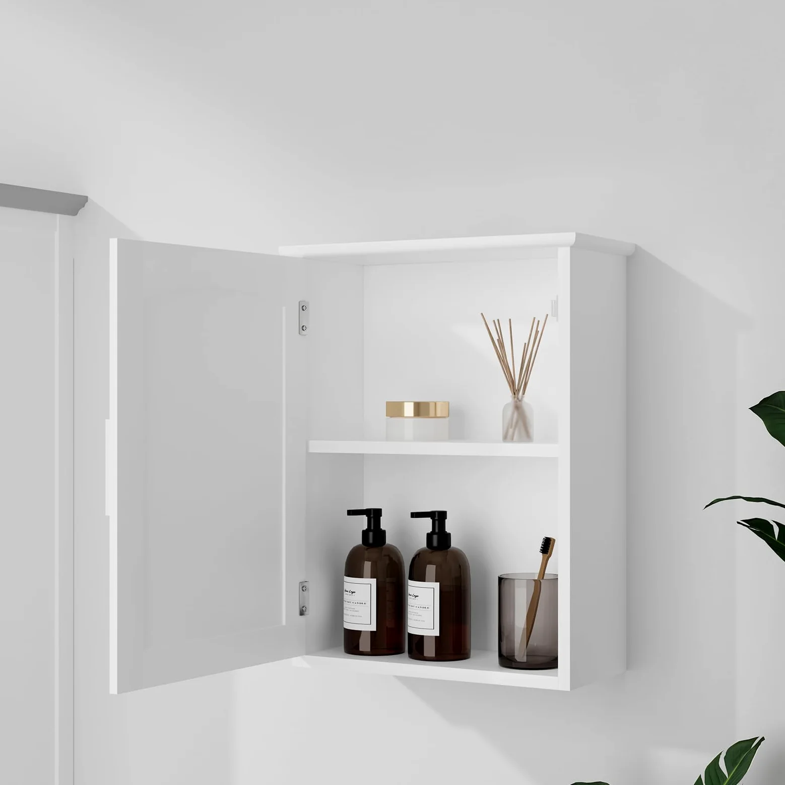 EUGAD Pensile bagno sospeso, armadietto a muro con ripiano regolabile, MDF E1, bianco, 40x51x17cm, spazio ridotto, impermeabile, facile da montare, per bagno, cucina, ripostiglio