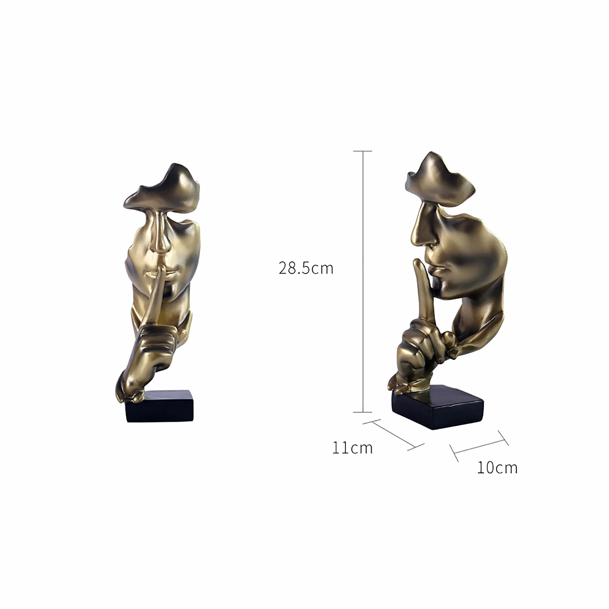 Il Silenzio è Dorato Scultura Astratta, Volto Spezzato Artigianato Creativo Pensatore Ornamento Souvenir, Vita Reale Arte Interessante Statua Regalo Vivid Decorativo, 11 x 10 x 28,5 cm