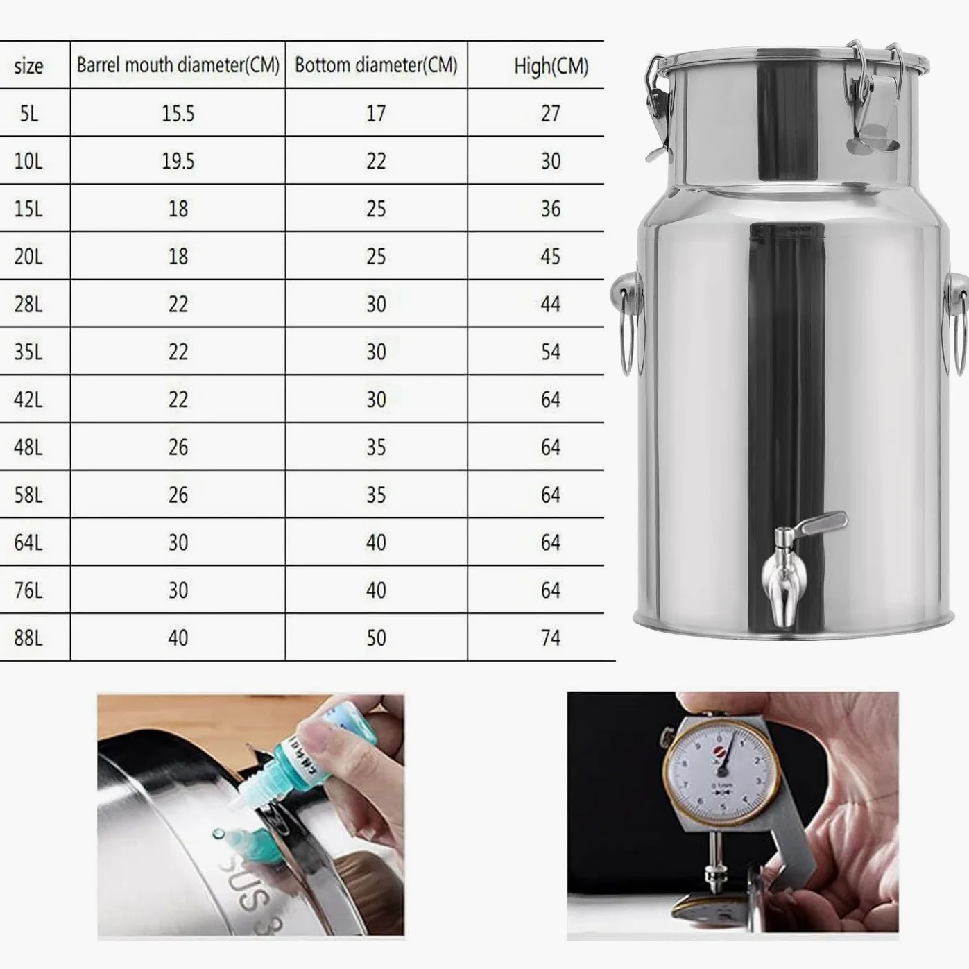 Tanica in Acciaio Inox per Olio 10 Litri con Rubinetto Contenitore in Acciaio per Olio di Oliva Contenitore per Latte in Acciaio Inox per Cucina E Uso Domestico(Capacity,9liter)