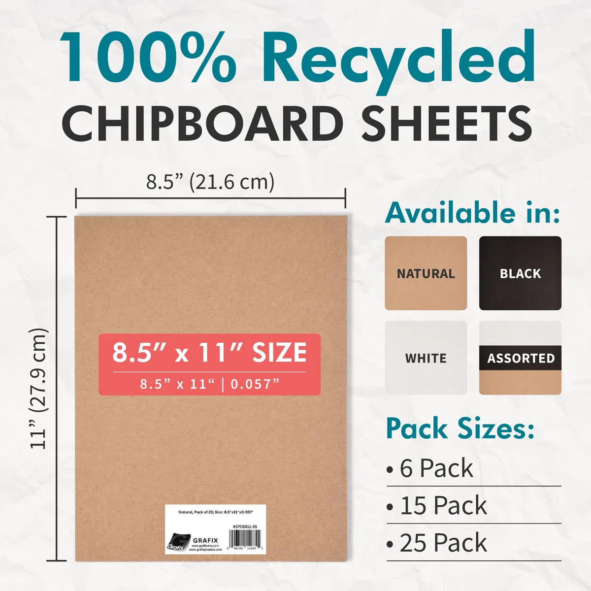Grafix Peso Medio 12-inch-by-12-inch chipboard-Sheets, Bianco Pezzi, Natural, 8-1/2" x 11"