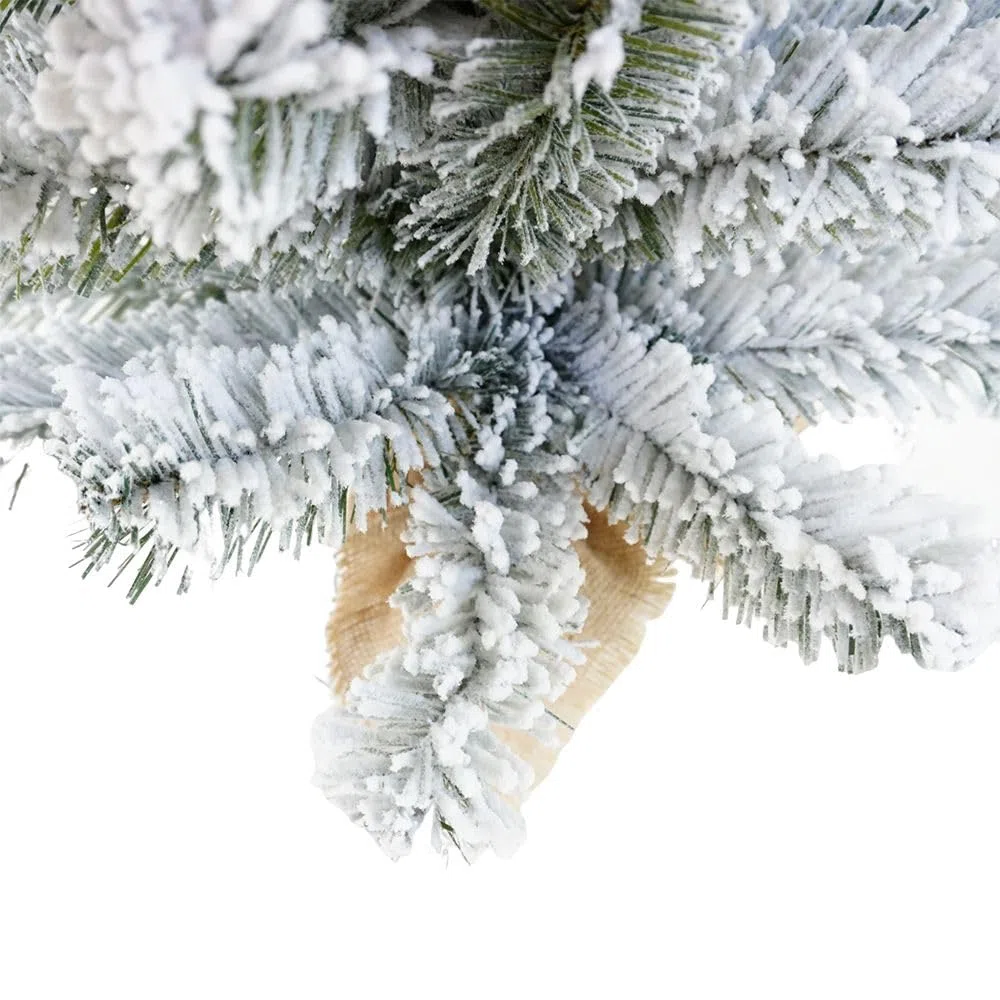Albero Di Natale Pinetto Innevato 60 Cm Fogliame Folto e Realistico In PVC, Base In Juta Albero Di Natale Piccolo Da Appoggio Pronto