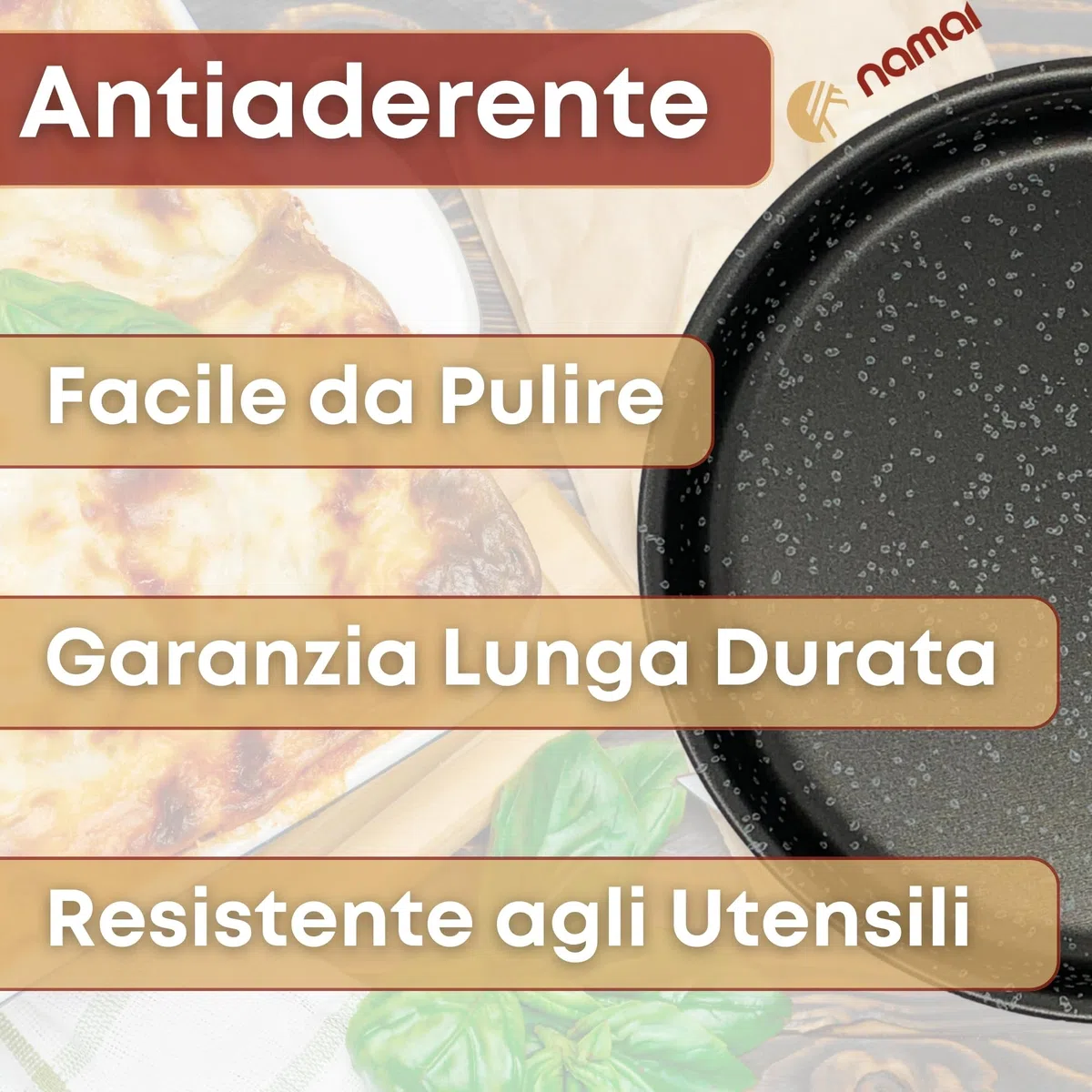 NAMAI - Set 3 Teglie Per Pizza, 32CM Diametro, Alluminio Antiaderente, Adatte In Lavastoviglie, Effetto Pietra, Teglia Forno, Made In Italy (SET TEGLIE PIZZA, SET 3 TEGLIE)