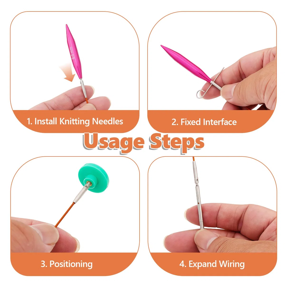 Tiiyee Ferri Circolari Intercambiabili, Set Mini Ferri da Maglia 5 cm Alluminio, 12 Misure 3–8 mm 4 Cavi 15–55 cm con Connettori, Kit per Maglieria Calze Sciarpe Cappelli Progetti Portatili da Viaggio