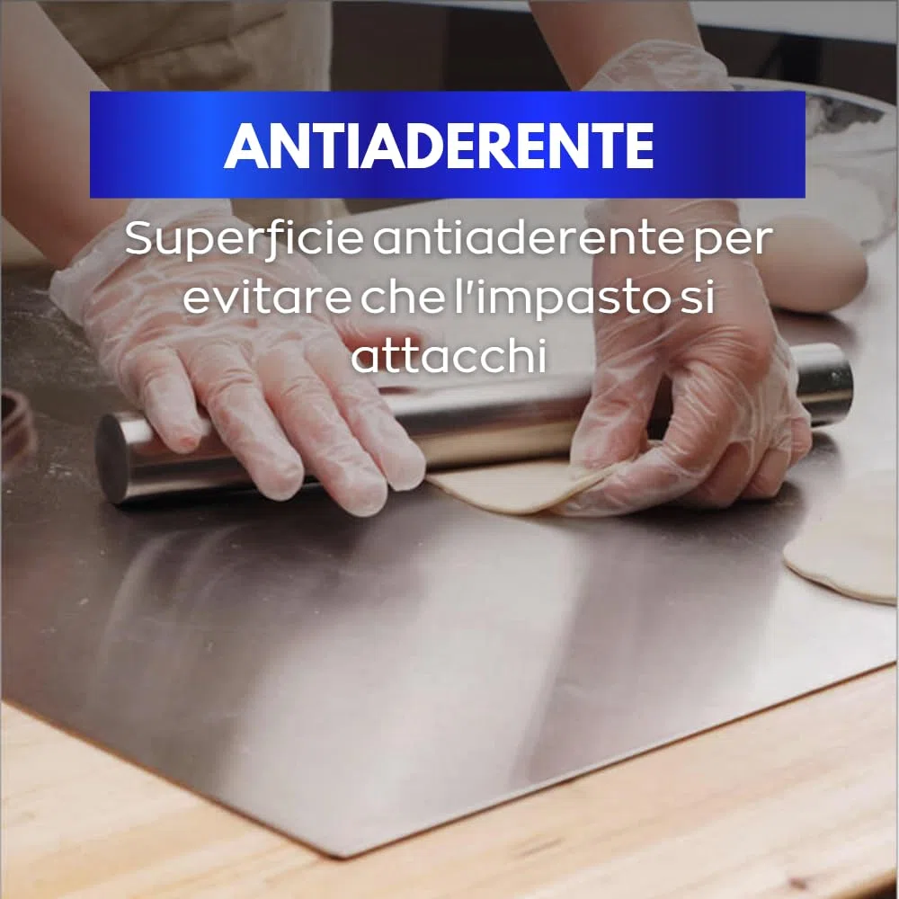 INOXLM Tagliere Spianatoia per impastare Piano da Lavoro in Acciaio Inox Varie Misure per Cucina per Bar per Ristorante per impastare 40X44 modello GEMELLI