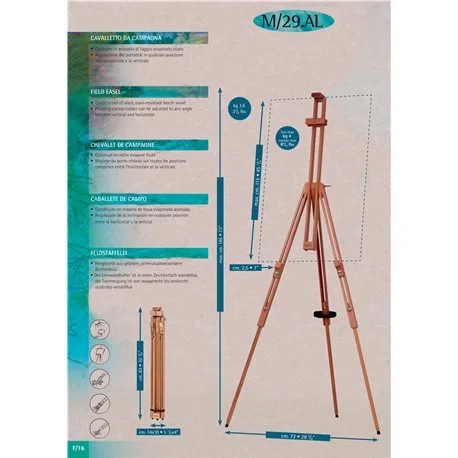 Cavalletto in Legno Italiano, resistente e regolabile in verticale e orizzontale per PITTURA in Esterno o Interno o per ESPOSIZIONE
