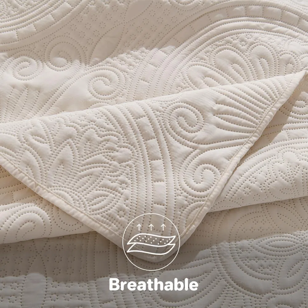 DUJUIKE Copriletto Matrimoniale, Piumone Trapunta Leggera, Coperta Da Letto Con Motivo A Girasole, Utilizzabile Come Copridivano, Lenzuolo, Adatta Per Letto E Divano (Crema, 200x220cm)