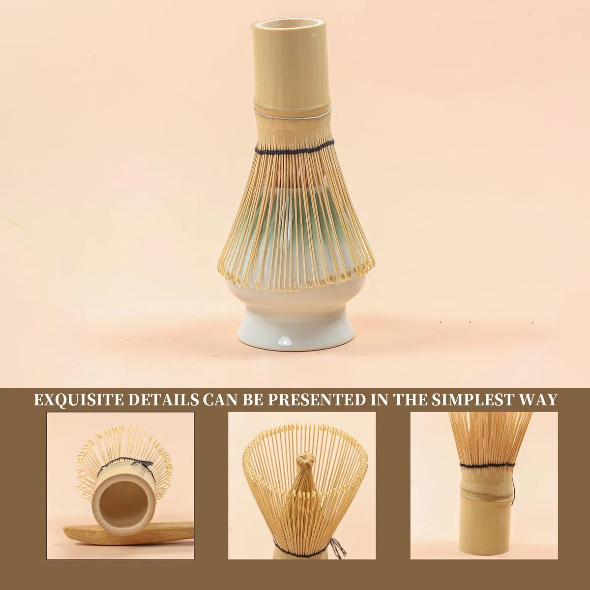 Set di ciotole in ceramica per matcha, 8 pezzi, Frullino Matcha, Ciotola Matcha con beccuccio, Filtro, Supporto e Cucchiaio, Set per Cerimonia del Tè Artigianale, Rosa Sfumato