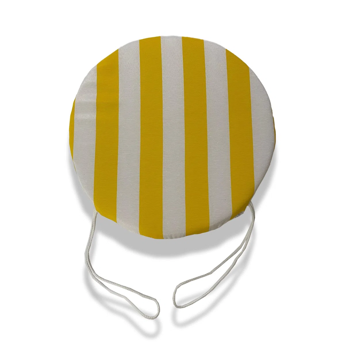 Il Tuo Artigiano Design Set 6 Cuscini per Sedie da Giardino Made in Italy - Cuscini Copri Sedie da Cucina Sfoderabili - Imbottiture in Spugna (Diametro 40 cm, Bianco e giallo)
