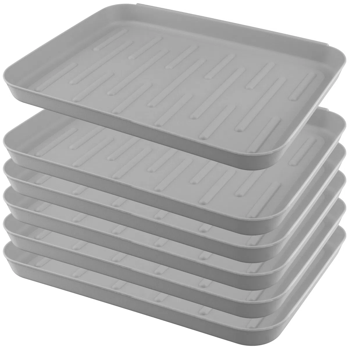 6 Pezzi Vassoio Porta Scarpe Ingresso in Plastica, Portascarpe Multifunzionale con Texture, Tappetino Sottociotola, 35 x 27 x 3 cm, Grigio