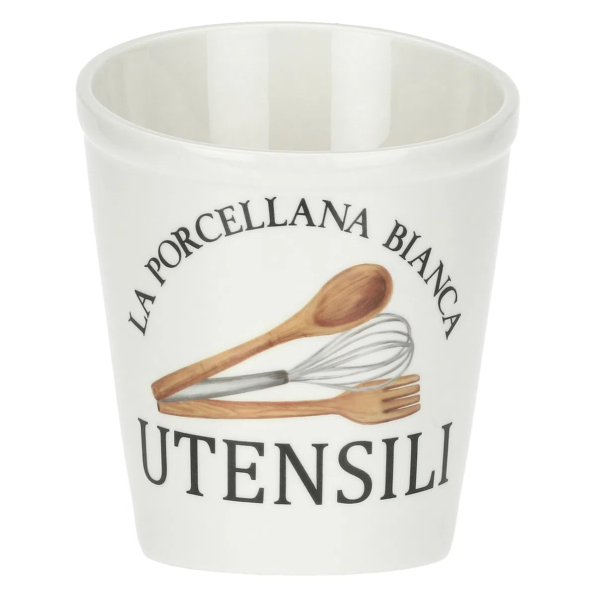 La Porcellana Bianca, Porta Utensili da Cucina in Porcellana Decorata, Linea Conserva, 14x15x18 cm