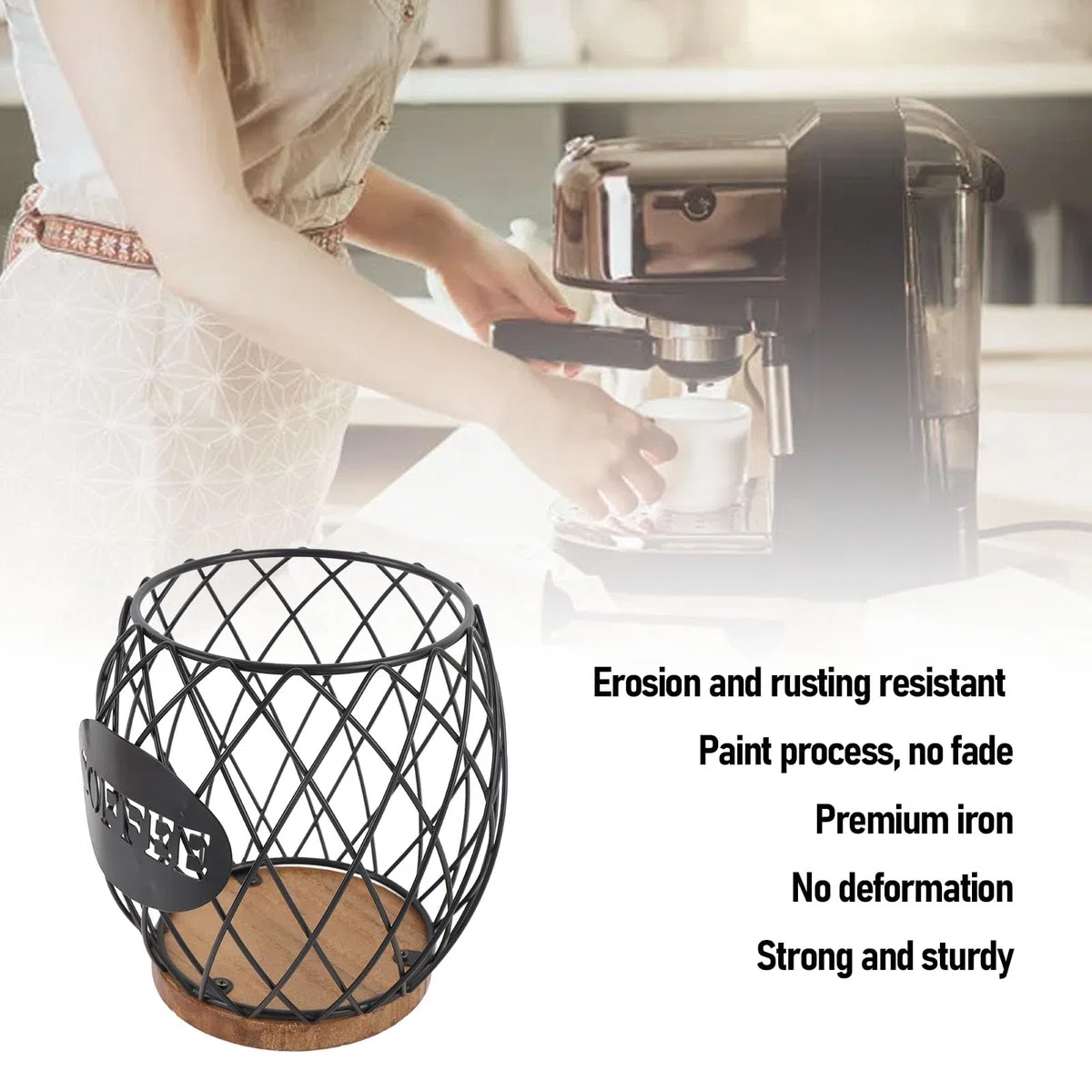 Buachois Porta Della Capsula Del Caffè, Cesto di Caffettiera,Gabbia per Capsula Bar,Portabicchieri da Banco per Banco per Barca per Caffè (BUACHOISKX1-11)