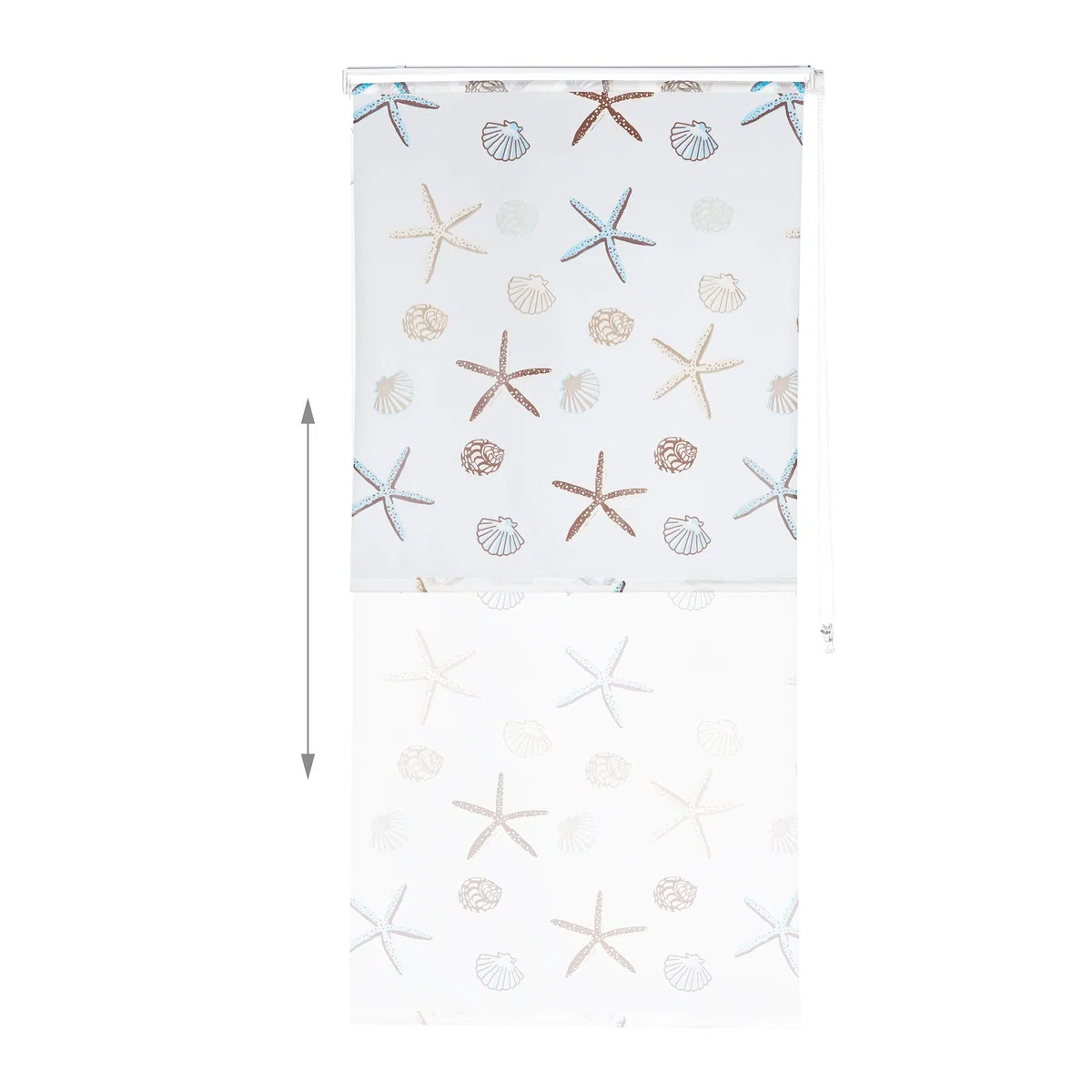 Relaxdays Tenda a Rullo Ocean, Impermeabile, Vasca, Doccia, Conchiglie, Montaggio a Soffitto, 100x240 cm, Semitrasparente